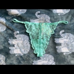 VS PINK Small Cotton Candy Blue Floral Lace G-Stri